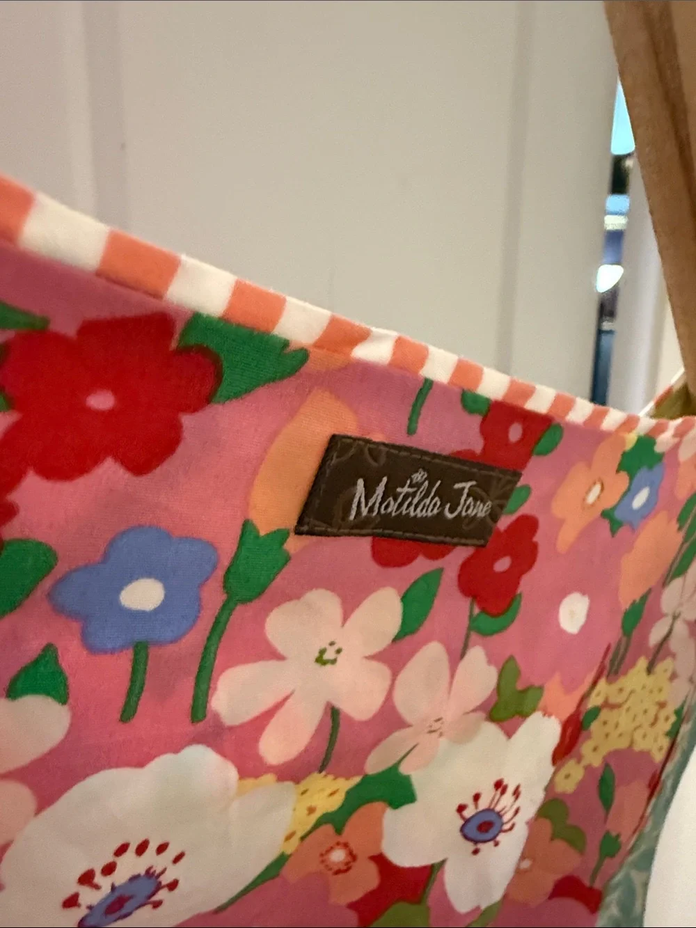 Matilda Jane 🌻Pink Floral Cotton Dress with Aqua Trim - Picture 8 of 9